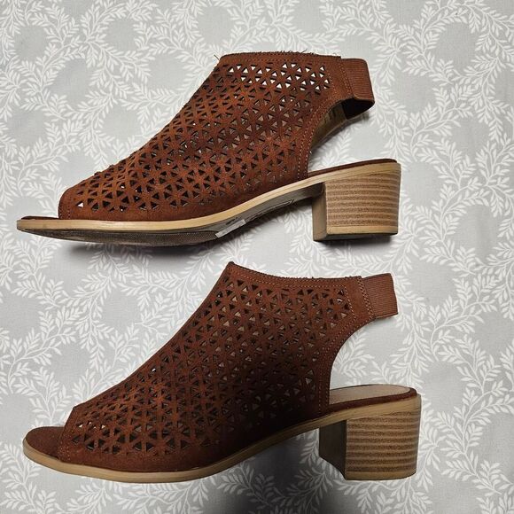 American Eagle Block Heel Slingback Open Toe Sandals Brown Size 9 - Picture 6 of 11